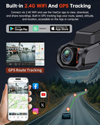 Dash Cam Front and Rear, 4K Ultra HD+1080P Dash Camera for Cars, Built-in Wi-Fi GPS, Included 32GB Card, 2.0'' IPS Screen Mini Car Camera, App, Night Vision, 170°Wide Angle, 24H Parking Mode