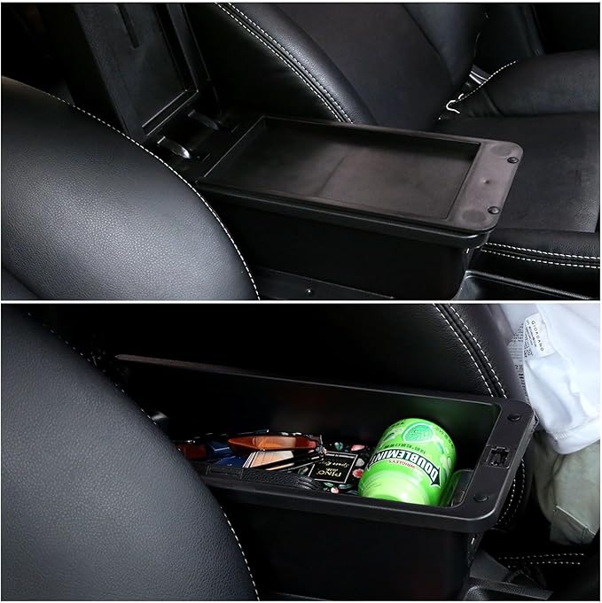 AULPHIKE Compatible with Nissan Note Armrest E-Power Car Center Console Organizer Armrests Double Layer Storage with 3 USB（Black）