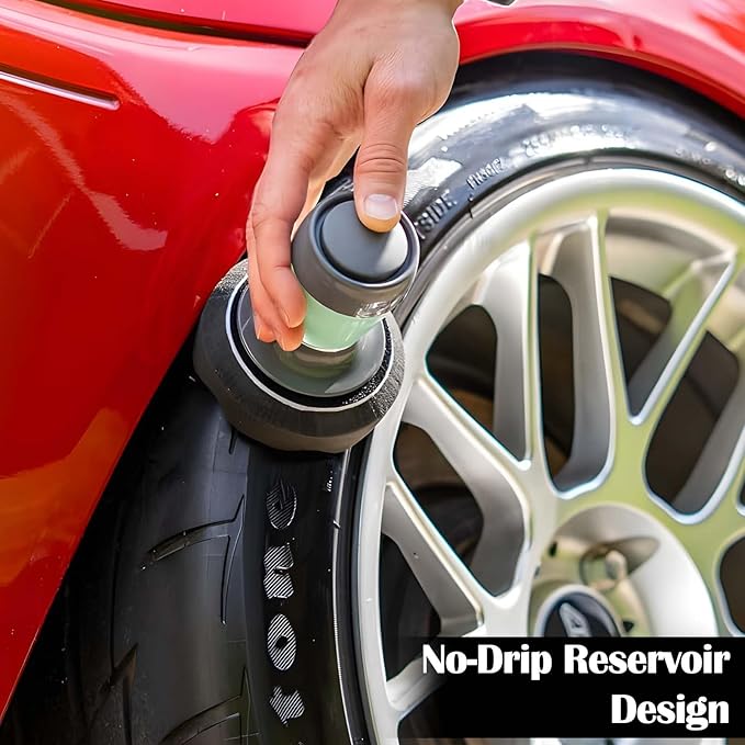 Flow Tire Shine Applicator with Reservoir - No-Drip, Streak-Free, Reusable Detailing Sponge for Car Care