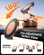 2026 Upgraded 360°Rotation Nano Gel Suction Phone Holder, Foldable Metal Vacuum Magnetic Phone Holder [119+LBS Strongest Suction & Magnetic] Phone Mount for Your Car for iPhone 17 16 Pro Max-Golden