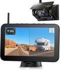 Magnetic Solar Wireless Backup Camera 1080P 7" DVR Monitor, Rechargeable RV Camera Wireless System for Hitch Towing Travel RV Camper 5th Wheel, Built-in 9600mAh Battery & Solar Panel -ZEROXCLUB BD701
