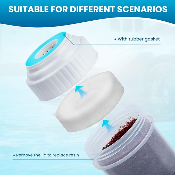 AKM DI Resin Filter Cartridge for Spot-Free Car Wash System, 10-Inch Mixed Bed Color Changing Resin Cartridge, for RO/DI System, 2-Pack