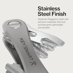 KeySmart Rugged - Multitool Key Holder for Keychain w/Bottle Opener and Pocket Clip, Organizer for Keys, EDC Keychains, Ring for Car Fobs Key Chains, Expandable (Up to 14 Keys, Titanium)