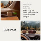 Labbyway Car Air Fresheners-Scent Diffuser for Car-Includes Fruit/Plants Scented Refills-Car Air Freshener vent clips-Long Lasting Air Freshener-Car Fresheners-Odor Eliminator-Champagne Gold