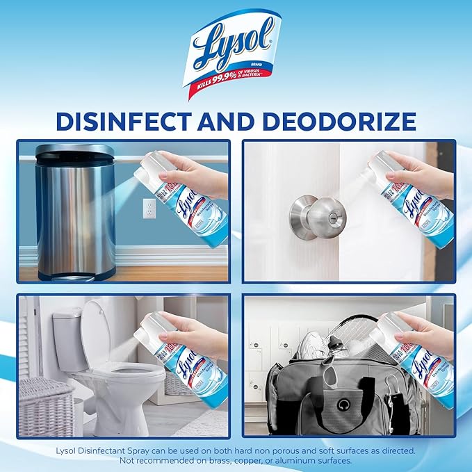 Lysol Disinfectant Spray, Sanitizing and Antibacterial Spray, For Disinfecting and Deodorizing, Crisp Linen, 12.5 Fl Oz (Pack of 2)