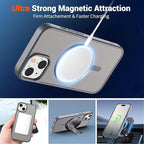 SUPFINE Magnetic for iPhone 15 Case(Compatible with MagSafe)(Military Grade Drop Protection) Slim Translucent Matte Shockproof Women Men Girl Phone Cover,Gray