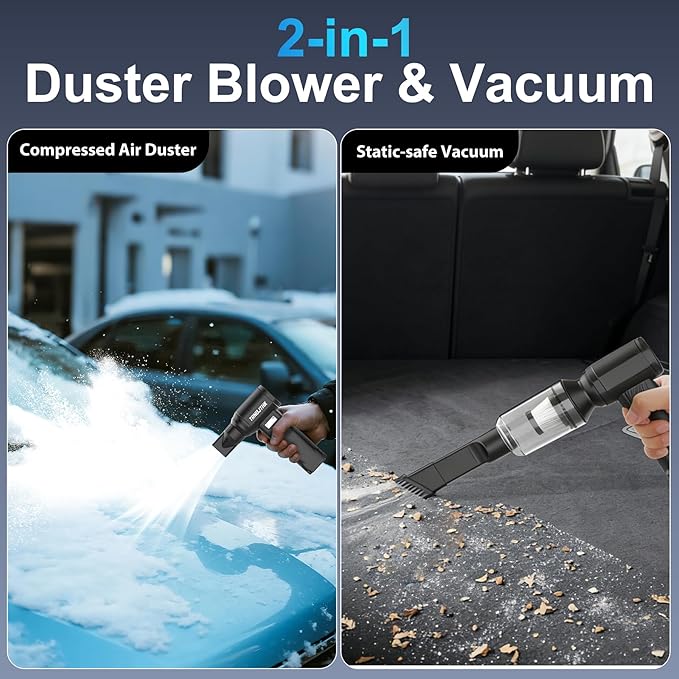 Electric Air Duster 150000RPM Super Power Handheld Cordless Mini Blower Vacuums Rechargeable Brushless Motor 10Gear Adjustable Portable Dust Blower for Pc Computer Keyboard Outdoor House Car Cleaning
