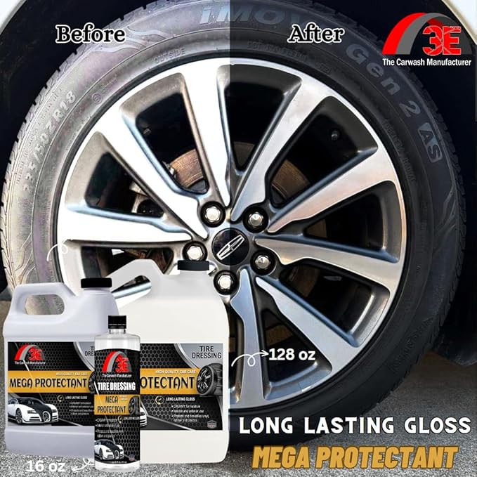 Extreme Liquid High Tire Shine Sprayable Dressing and Protectant For Tires, Trim, Rubber and Plastic, Long Lasting Premium Mega Protectant 1 Gallon (128 oz)