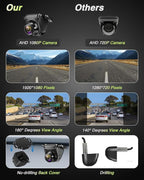 【Upgrade 180°Wide Angle】 Backup Camera AHD 1080P Back up Camera for Cars Super Night Vision 360° Rotatable Front/Side/Rear View Camera IP69K Waterproof Reverse Camera No-drillling Install