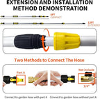 Car Wash Brush with Long Handle, 20FT Reach Telescopic Flow-Thru Car Washing Brushes, 11.8" Soft Bristle Cleaning Brush with On/Off Switch for Auto Cars, Trucks, RV, Truck, Boat, Wall, Solar Panels