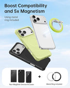 SYNCWIRE Magnetic Phone Ring Holder for MagSafe, 360° Rotation Dual Sided Magnet Grip Cell Phone Ring Stand Finger Kickstand Compatible with iPhone 17 16 15 14 13 12 Pro Max fits MagSafe