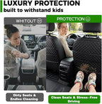 2 Pack Luxury PU Leather Car Seat Back Protector, Waterproof Kick Mats for Kids, No-Sag Backseat Organizer with Sleek Storage Pockets, Easy to Clean Auto Interior Accessories for SUV & Sedan (Grey)