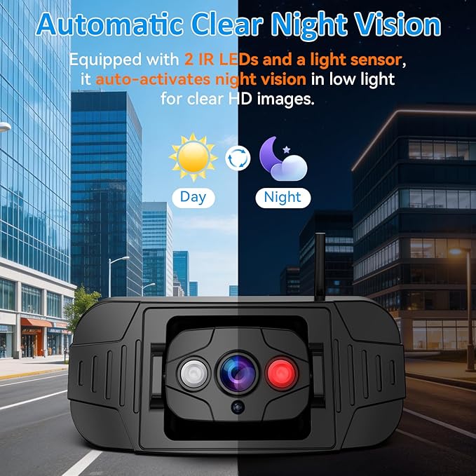 HD 1080P RV Backup Camera Wireless: 8-inch Large Screen Auto Clear Night Vision for RVs, Trailers, Campers - 20 Mins Easy-Install Plug-Play Rear View Camera Pre-Wired for Furrion System