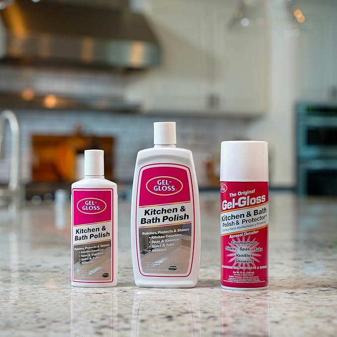 Gel-Gloss Home Kitchen & Bath Polish | Carnauba Cleaner Wax Formulation | Removes Water Spots, Light Scratches & Stains | Restores Color & Shine | Carnauba Wax Protective Coating, 16 oz.