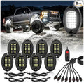 8 Pods Pure White LED Rock Lights, IP68 Waterproof Aluminum 6500K Bright White Underglow Light with Extension Cord Harness,12V Metal Fender Lights for Jeeps Trucks Off Road UTV ATV Car Golf SXS Etc