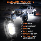 White Rock Lights,LEDMIRCY R6 LED Pure White Rock Lights 12PCS with Rocker Switch Wire Harness Kit for Trucks UTV Off Road Boat ATV Luces para Carro Super Bright High Power Light Waterproof Shockproof