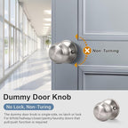 KNOBWELL 6 Pack Brushed Nickel Dummy Door Knob, Single Sided Handle for Closets, French Double Doors, and Pantry, Satin Nickel One Side Non-Turning Interior Push/Pull Door Knob