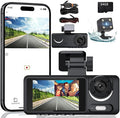Dash Cam，3 Channel Dash cam, Full HD Dash Camera for Cars, Free 64GB SD Card, 2”IPS Screen, Night Vision, WDR, Parking Monitor, Loop Recording, Accident Lock, Motion Detection