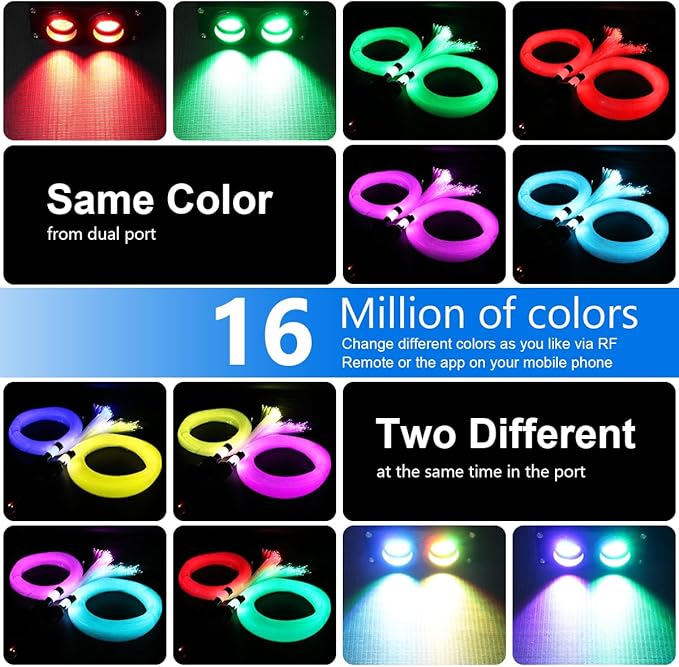 AZIMOM Dual Color 32W 400pcs Fiber Optic Starlight Headliner Kits 0.03in 9.8ft Fiber Strands Sound-Activated APP/Bluetooth Remote Control Home Car Star Ceiling Roof Decor