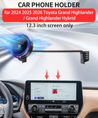 Qi2.2 25W Magnetic Car Mount Charger for Toyota Grand Highlander/Grand Highlander Hybrid 2024-2026 Accessories,for Fast Charging Cell Phone Holder 12.3 Inch Screen Fixed Clip with Cooling Fan