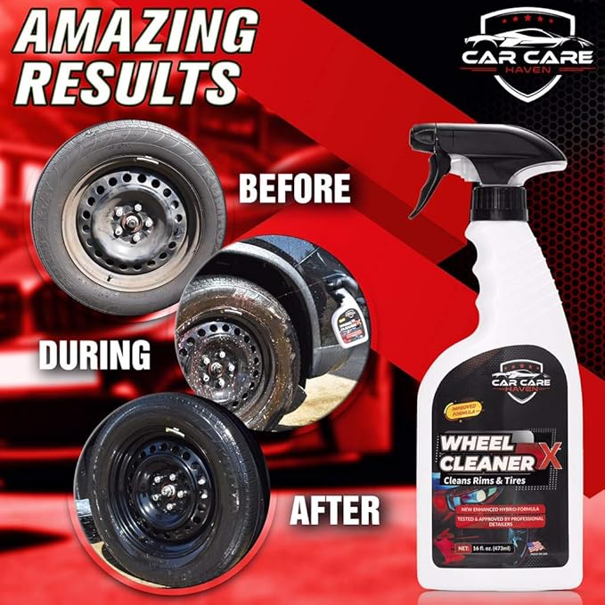 Wheel Cleaner X (16oz) - Non-Acid Tire & Brake Dust Spray - Ideal for Alloy, Aluminum, Chrome & Paint Degreaser, Automotive Shine