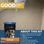 PerformanceDIY Good Full Kit Epoxy Floor Coating- Gray Base with Blue Blend 1/4" Flakes-Light Flake Coverage,Covers 500 sq. ft.-for Garage,Basement, Patio,Commercial Floors,Concrete-Non-Toxic