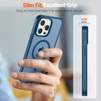 SUPFINE Magnetic for iPhone 12 Pro Max Case (Compatible with MagSafe) (Military Grade Drop Protection) Translucent Matte Shockproof Phone Cover,Deep Blue