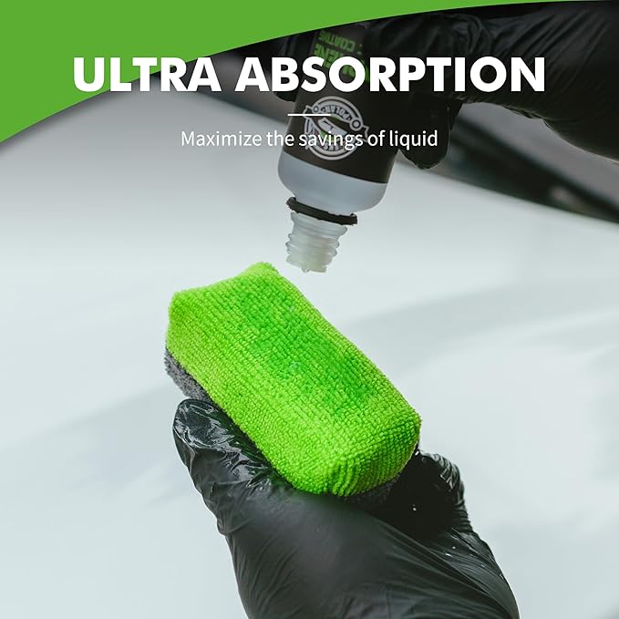 Premium Microfiber Applicator Pads (3 Pack), Ultra-Soft Ceramic Applicator Pads, Scratch-Free Car Wash Sponge, Perfect for Wax, Sealant, and Conditioner Application, Green/Gray