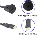 zdyCGTime USB Type C 3.0 Flush Mount Extension Cable USB C 3.0 Male to Female Flush Panel Mount Cable for Car, Boat, Motorcycle, Truck Dashboard,Sync Charging & Data Transferring.(1.5M/5FT/Type C)