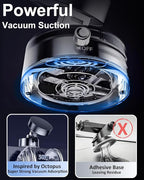 JingJinYY Vacuum Suction Magnetic Phone Holder, 2025 Upgraded Foldable and Retractable Magnetic Mount, A Movable Vacuum Suction Cup Car Phone Stand for Cars/Gyms/Mirrors/Smooth Surface (White)