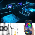 Car Atmosphere Light Kit 8m Fiber Optic RGB Multicolor Sound Active Music Sync Memory Function Bluetooth APP Control 64 Colors USB Car Interior Ambient Lighting Kit DC 12V