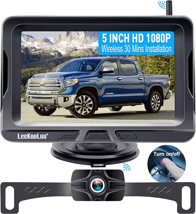HD 1080P 5 inch Wireless Backup Camera for Truck: 15-Min Easy Install Clear Night Vision Digital Signal Stable No-Delay Bluetooth Rear View Camera for Car Pickup SUV Camper Parking Safety Assistance