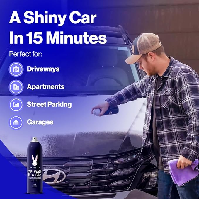 Car Wash In A Can™ Kit, Premium Waterless Car Wash Spray, Ready-to-Use Formula, 1 Can + 6 Microfiber Towels, Up to 3 Washes per Can, Scratch-Free Formula (1 Can)