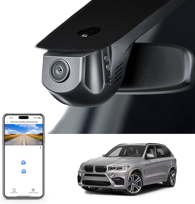 Mangoal 4K Dash Cam Custom for BMW X5 Gen3 F85 F15 2014 2015 2016 2017 2018(Model A), X5M sDrive35i xDrive35i xDrive35d xDrive50i, OEM Style, 2160P UHD Video, WiFi & APP, 64GB Card