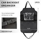 2PCS Car Backseat Organizer, Multi-Pocket Back Seat Protector with 10.2" Tablet Holder, Waterproof Oxford Fabric Storage Bag Auto Kick Mat for Kids Toddlers (C with Large Pocket)