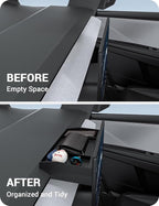 BASENOR Behind Screen Storage for Tesla Cybertruck Accessories 2024-2026, (Proprietary Design) Custom-Fit Center Console Sunglasses Holder & Hidden Dashboard Storage Tray