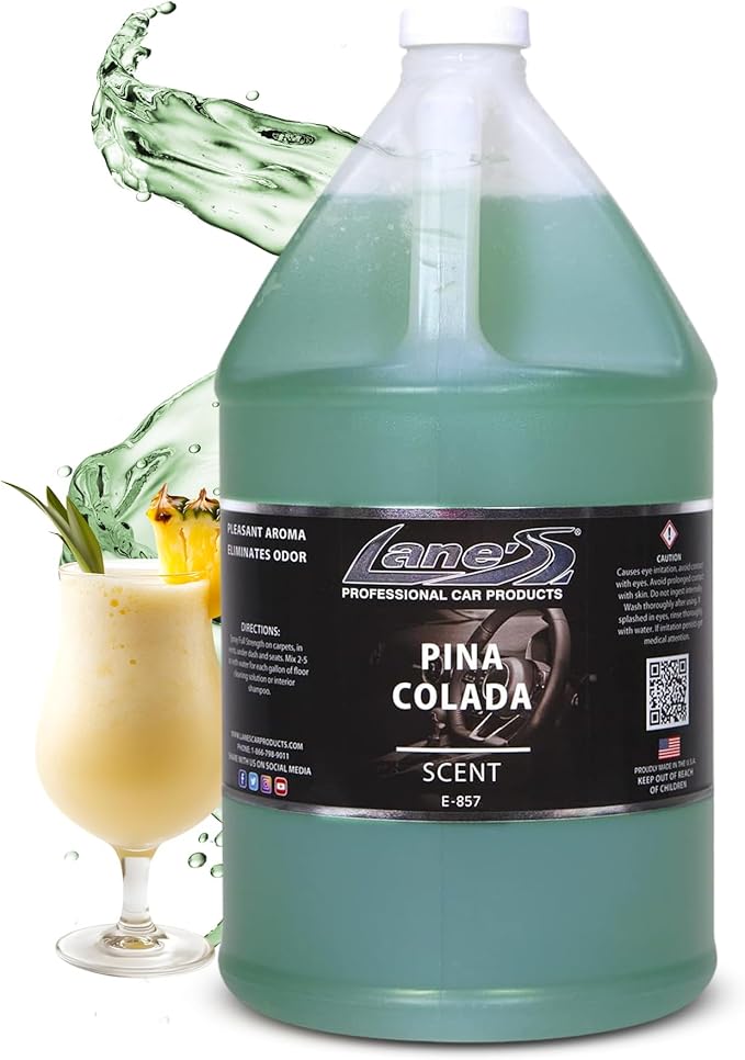 Lane's Premium Car Air Fresheners - Pina Colada Scent Water Based - 128oz Eliminate Bad Odors of Pet & Food From Car Interior Leather, Carpet, Upholstery Great For Cars, Trucks, SUVs, RVs & More