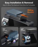 WOLFBOX i17 4K 3 Channel Dash Cam Built-in 5.8GHz WiFi with 64GB Card, 4K+1080P+1080P Dash Cam Front and Rear Inside, Triple Car Camera with 3 Inch Screen, IR Night Vision, WDR, 24H Parking Mode, GPS