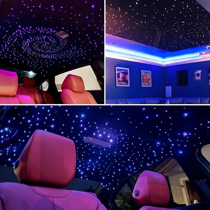 AKEPO Mini Size 6W Twinkle RGBW APP Fiber Optic Lights, Music Activated 150pcs 0.03in 6.5ft/2m Optical Fiber Star Ceiling Light Kit for Car Truck Headliner Star/Home