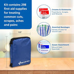 First Aid Only 298 Piece All-Purpose Emergency First Aid Kit for Home, Office, Car, Apartment, Dorm, and Camping, Travel-Friendly Compact Pouch Fits in Backpacks, Suitcases, Cabinets, and Drawers