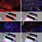 AKEPO MIni Size 6-Hole 3.2W RGB Multiple Color Chasing Fiber Optic Light Kit, 13.1ft 720pcs*0.75mm/0.03in Optical Fiber APP Control Mixed Color Timer Function Car Home Use Starlight Headliner Light