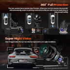 3 Channel 2.5K Dash Cam with WiFi & APP Control, 2.5K+1080P+1080P Front Inside and Rear, Triple Dash Camera with G-Sensor, 24 Hours Parking Mode, Loop Recording, Night Vision