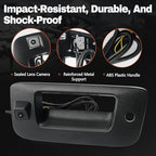 Tailgate Handle Backup Camera Compatible with 2007-2014 Chevy Silverado GMC Sierra 1500 2500 3500 HD with Waterproof Rear View Camera with Keyhole, Tailgate Handle Backup Kit Replaces# 22755304