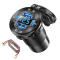 12V USB Charger with 4 Ports, Upgraded Aluminum Alloy Car Outlet with LED Voltmeter Display, for 12/24V Car Golf Cart Boat Marine Bus Truck RV Marine Motorcycle etc. (2PC)