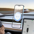 VICSEED Tesla Phone Mount【Strongest Magnet Power】 Foldable Hidden Tesla Phone Holder Fit for All Phones, Tesla Model 3/Y/Cybertruck Accessories, Tesla Model 3 Model Y for MagSafe Car Mount - White