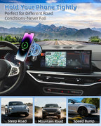 PZK Car Phone Mount for BMW X5 X6 2024 2025 2026 & BMW X7 2023-2026 Accessories Custom 14.9-inch Screen Magnetic 15W Fast Wireless Charger Car Phone Holder with Storage Box Not Affect Air Vent