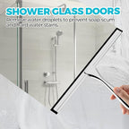 ALFLOD 2PACK Shower Squeegee for Glass Doors, Squeegee for Shower Glass，All-Purpose Tile Walls, Bathroom, Window, Glass and Car Windshield, Mirrors and Kitchen-Stainless Steel, 10 Inches, Silver