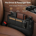 Premium Car Seat Gap Organizer with Storage Pocket – Soft Durable Material, Prevents Phone, Keys & Small Items from Falling, Universal Fit for Car, Truck & SUV, Black