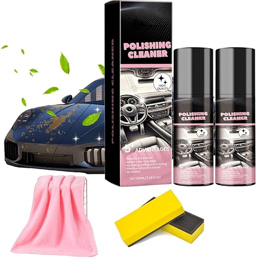 Car Interior Protectant Spray, 2026 New Pro Polishing Cleaner, Car Interior Shine Interior All Purpose Cars Cleaner for Rubber, Leather (2PCS)