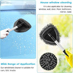 Baderke 9 Pcs Car Windshield Cleaner Tool Kit with with Extendable Handle, Microfiber Towel Pads, Sponge, Ventilation Brush, Empty Spray Bottle for Auto Glass Wiper Suvs Rvs & Home Windows(Grey)